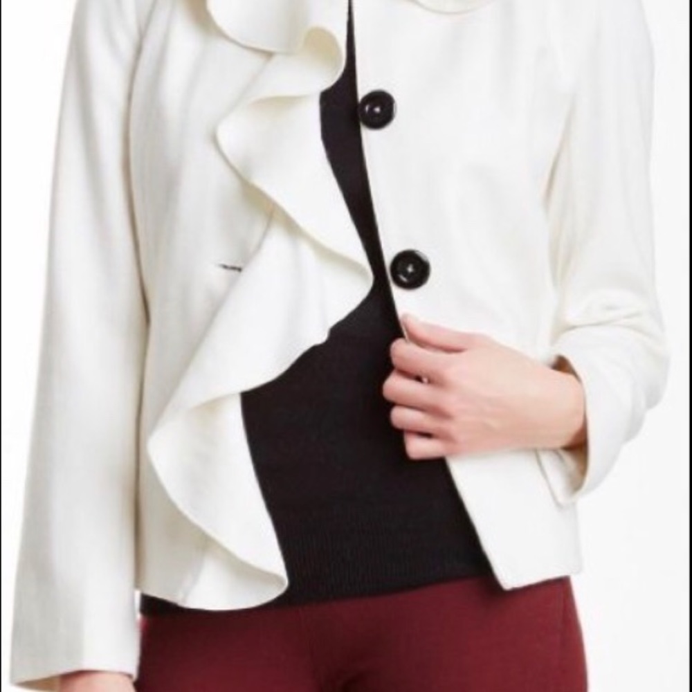 Diva by Dale Dressin Ruffle Trim Wool Blend Coat Size Large